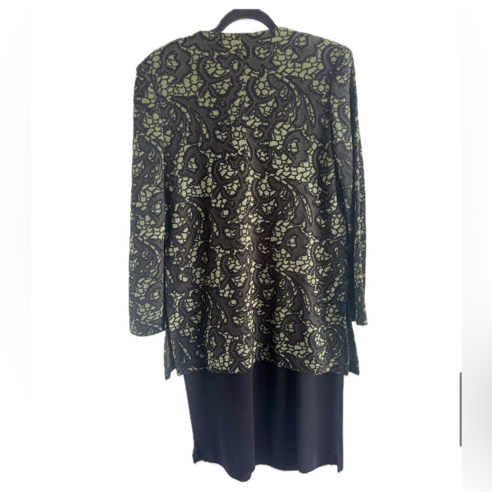 Misook 2-Piece Dress & Blazer Set • Black w/ Green Accents • S/M • EUC - Picture 6 of 8